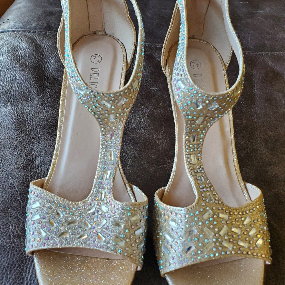 Champagne Rhinestone Heels